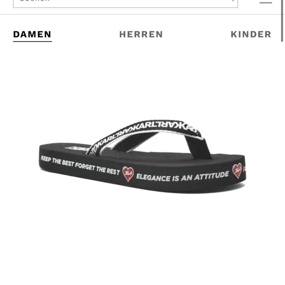Karl Lagerfeld Black Flip-Flops with Logo and Heart Accents - Picture 2 of 6